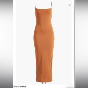 SKIMS Bronze Slip Dress MIDI bodycon orange bohemian brown